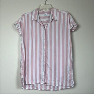 Old Navy Pink White Button Down Short Sleeve Collared Shirt Size M